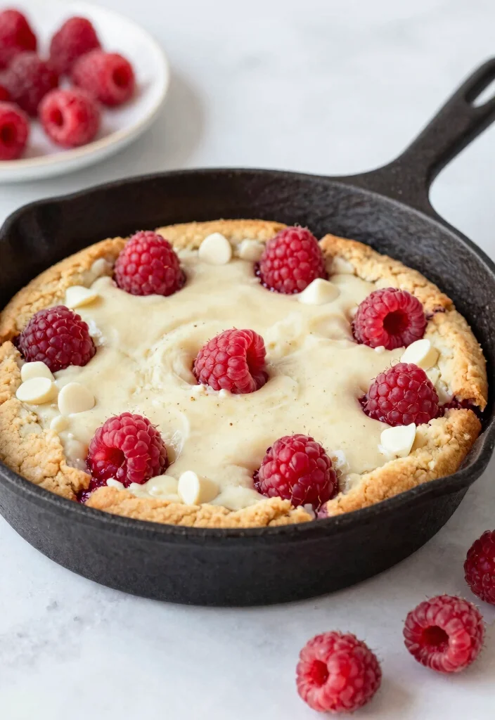 16 Deep Dish Cookie Recipe Ideas: Skillet Gooey Dessert - 7. White Chocolate Raspberry Deep Dish Cookie 1