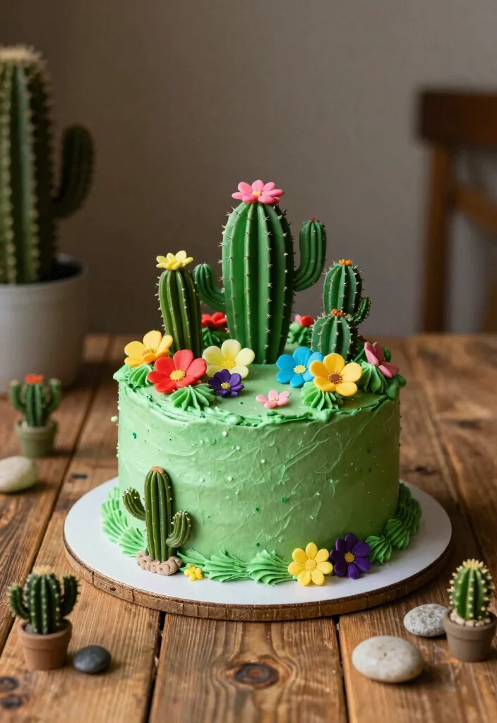 16 First Rodeo Smash Cake Ideas Cute Western Style - 3. Cactus Cake 1