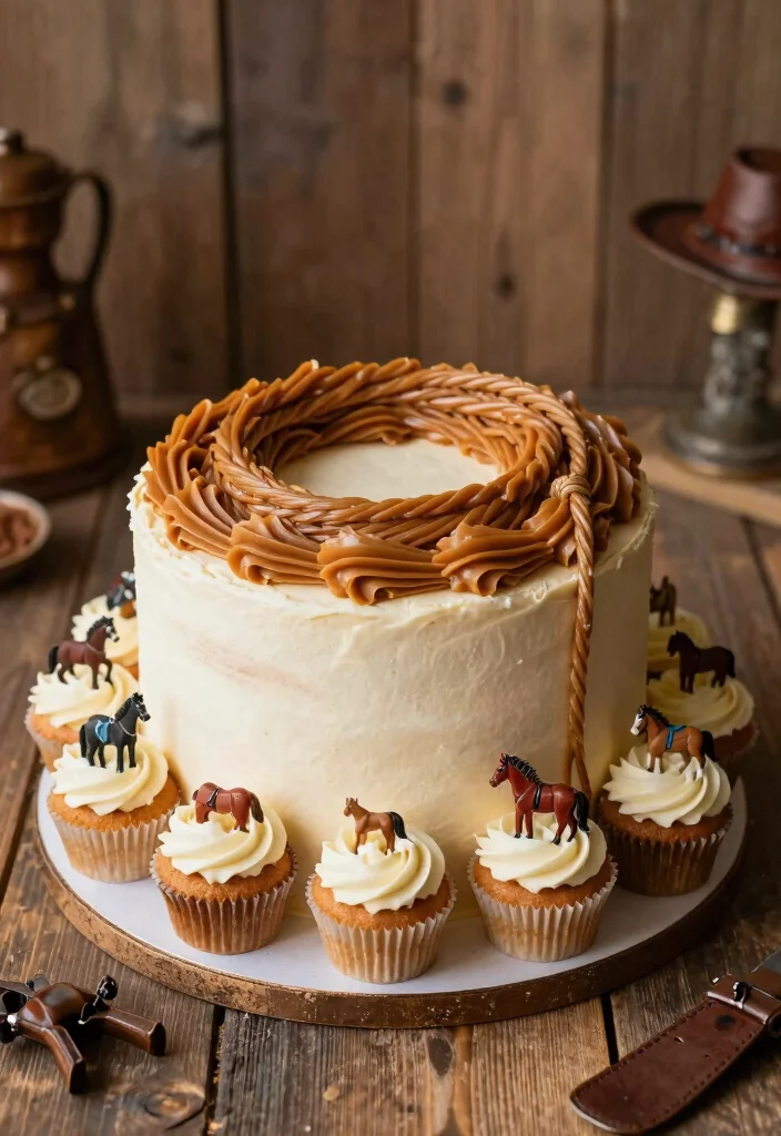 16 First Rodeo Smash Cake Ideas Cute Western Style - 7. Lasso Cake 1