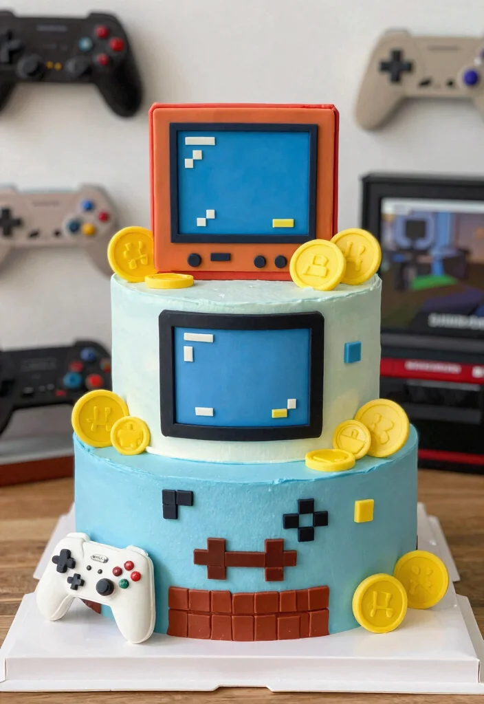 16 Happy Birthday Husband Cake Ideas Masculine and Stylish - 15. Retro Gamer Cake 1