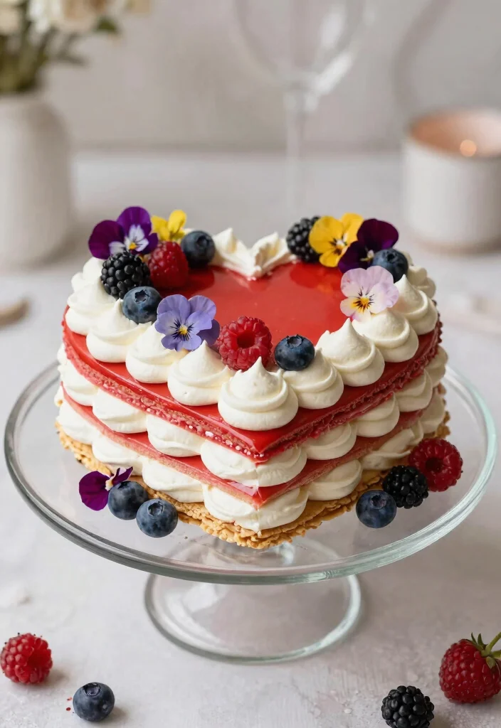 16 Red Heart Cake Design Ideas for a Bold Romantic Look - 11. Red Heart Meringue Cake 1