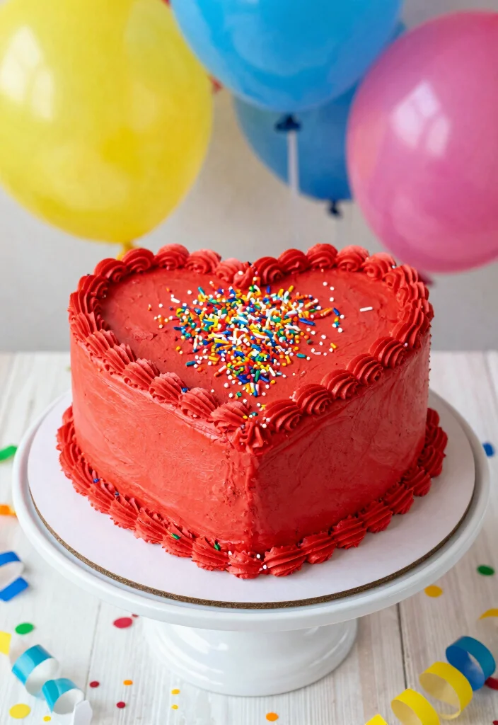 16 Red Heart Cake Design Ideas for a Bold Romantic Look - 16. Red Heart Funfetti Cake 1