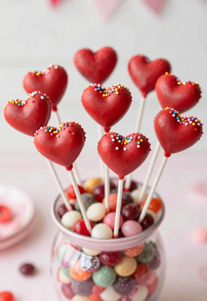 16 Red Heart Cake Design Ideas for a Bold Romantic Look - 7. Red Heart Cake Pops 1