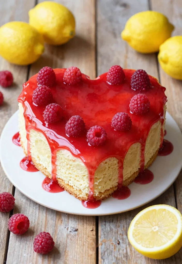 16 Red Heart Cake Design Ideas for a Bold Romantic Look - 8. Heart-Shaped Lemon Cake with Red Glaze 1