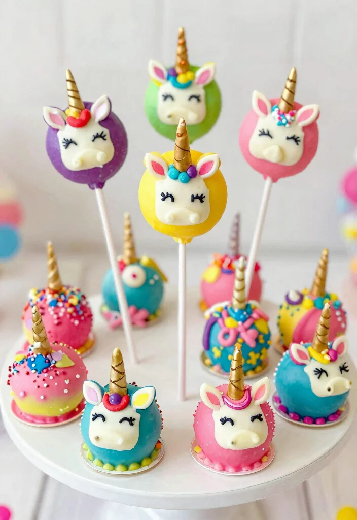16 Small Unicorn Cake Ideas: Cute Magical Designs - 3. Mini Unicorn Cake Pops 1