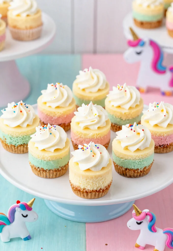 16 Small Unicorn Cake Ideas: Cute Magical Designs - 4. Unicorn Cheesecake Bites 1