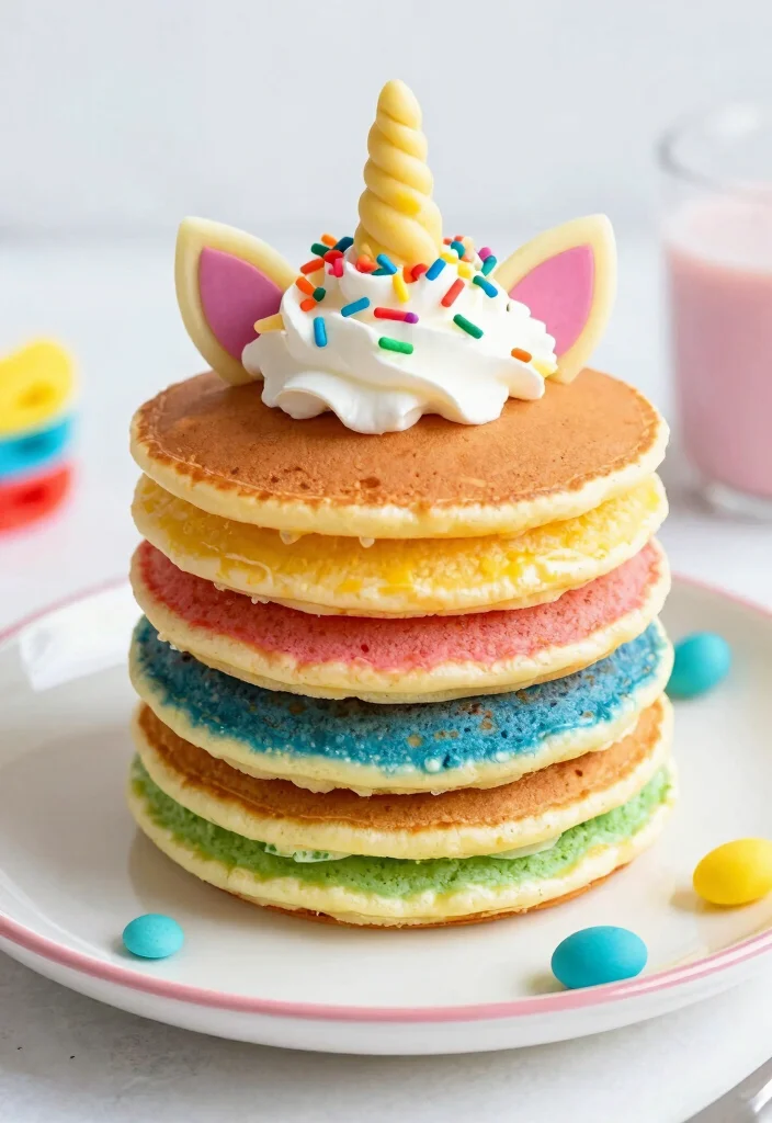 16 Small Unicorn Cake Ideas: Cute Magical Designs - 8. Unicorn Pancakes 1