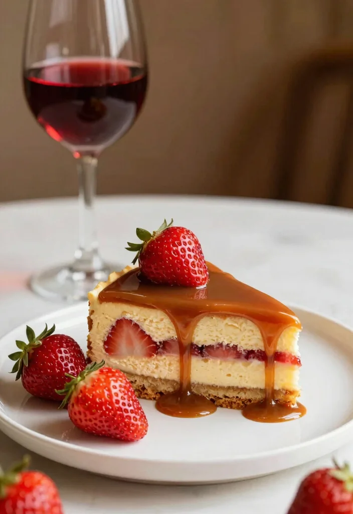 16 Strawberry Cake Slice Ideas for Elegant Dessert Styling - 12. Strawberry Caramel Cake Slice 1