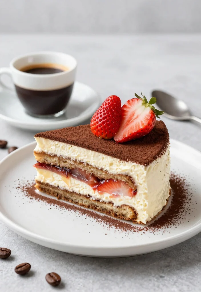 16 Strawberry Cake Slice Ideas for Elegant Dessert Styling - 16. Strawberry Tiramisu Cake Slice 1