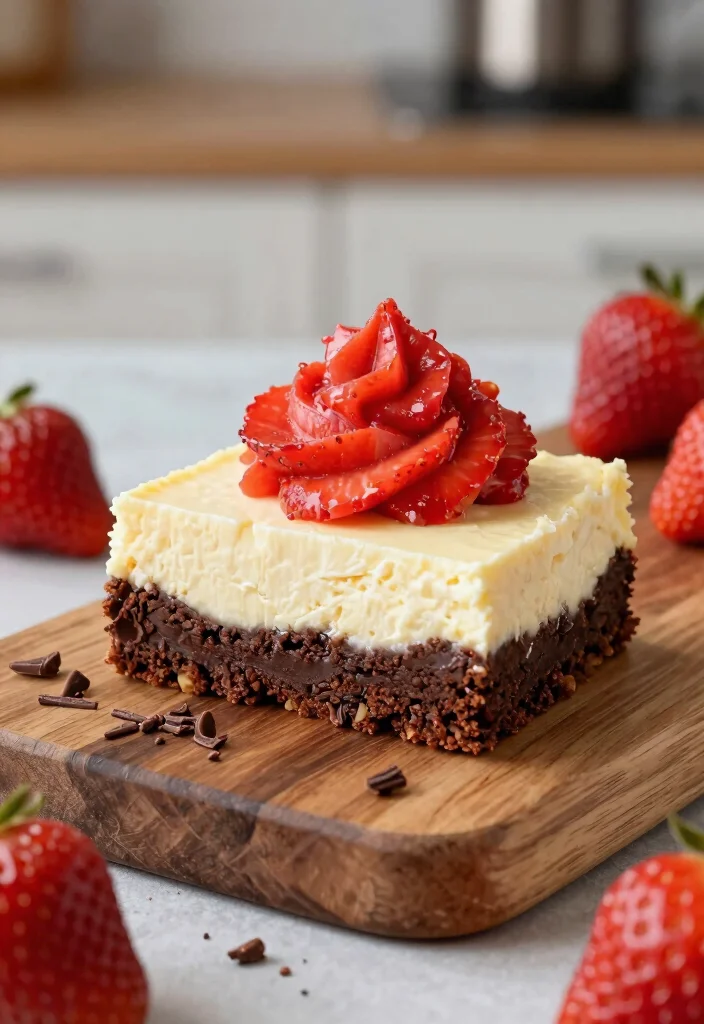 16 Strawberry Cheesecake Bars Ideas: Easy Sliceable Dessert - 15. Strawberry Cheesecake Brownie Bars 1
