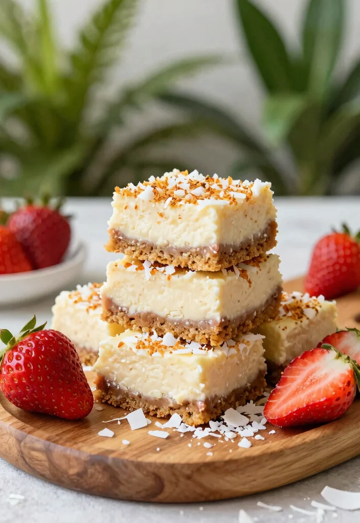 16 Strawberry Cheesecake Bars Ideas: Easy Sliceable Dessert - 6. Strawberry Coconut Cheesecake Bars 1