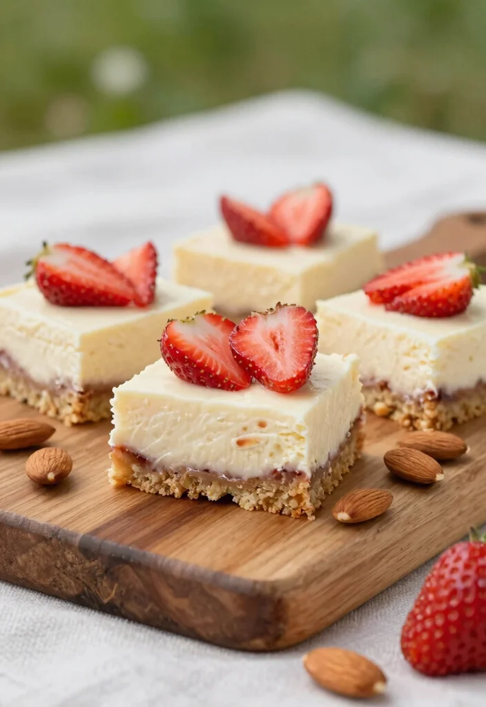 16 Strawberry Cheesecake Bars Ideas: Easy Sliceable Dessert - 7. Strawberry Almond Cheesecake Bars 1
