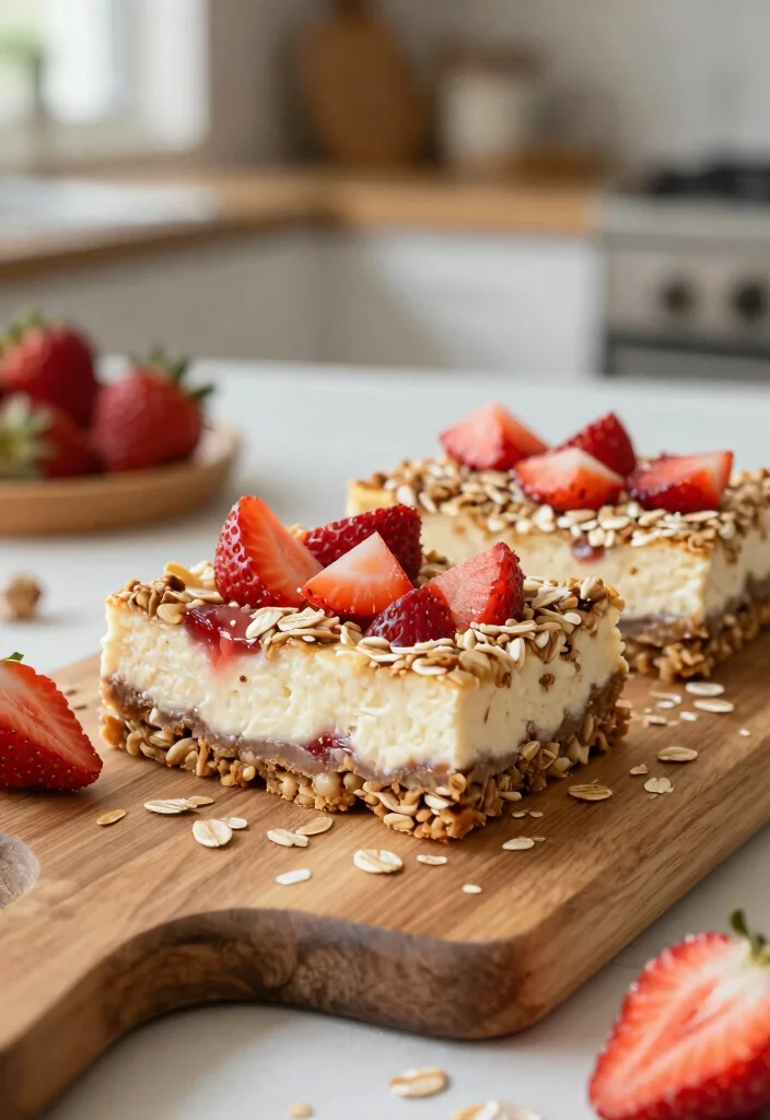 16 Strawberry Cheesecake Bars Ideas: Easy Sliceable Dessert - 8. Strawberry Oatmeal Cheesecake Bars 1