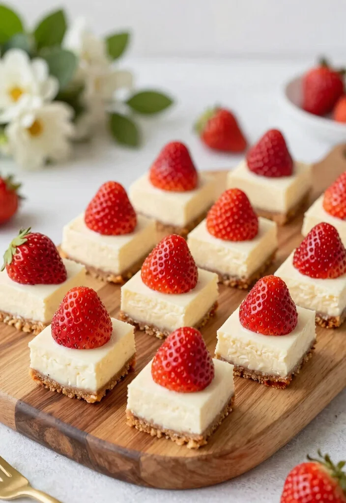 16 Strawberry Cheesecake Bars Ideas: Easy Sliceable Dessert - 9. Mini Strawberry Cheesecake Bars 1