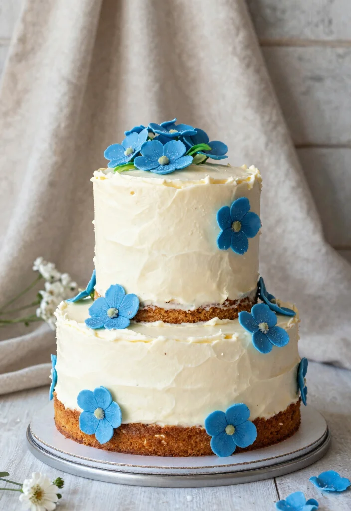 16 White and Blue Wedding Cake Ideas for a Classic Fresh Look - 15. Carrot Cake Delight 1