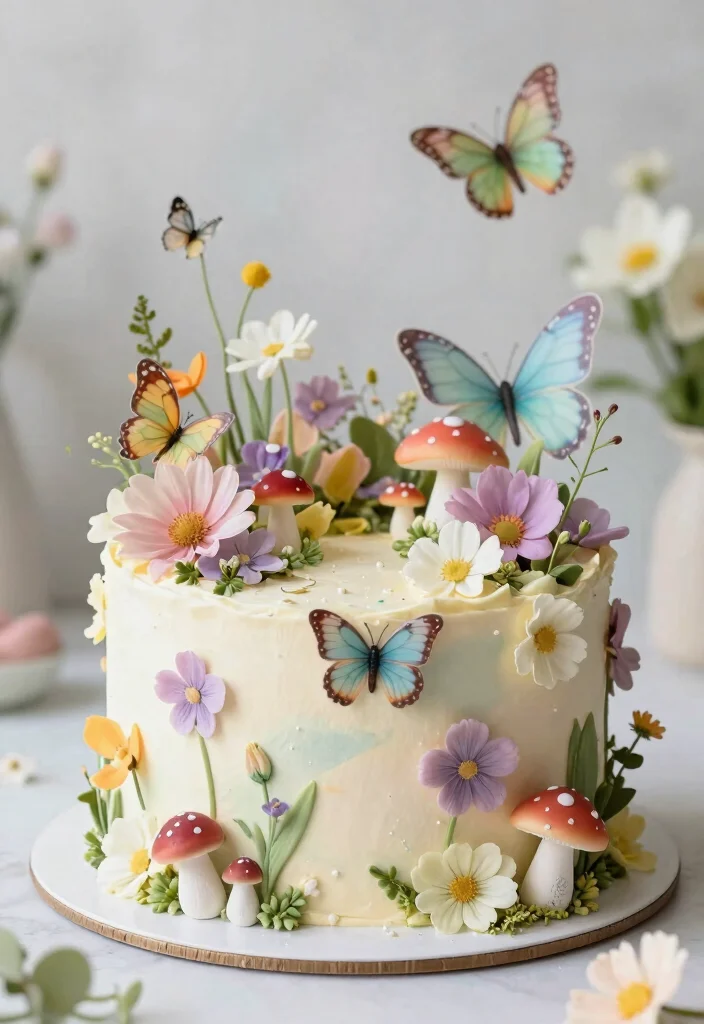 17 Birthday Cake 1 Year Ideas: Cute Smash Ready Designs - 10. Fairy Garden Smash Cake 1