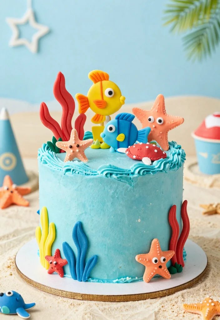 17 Birthday Cake 1 Year Ideas: Cute Smash Ready Designs - 12. Ocean Adventure Smash Cake 1