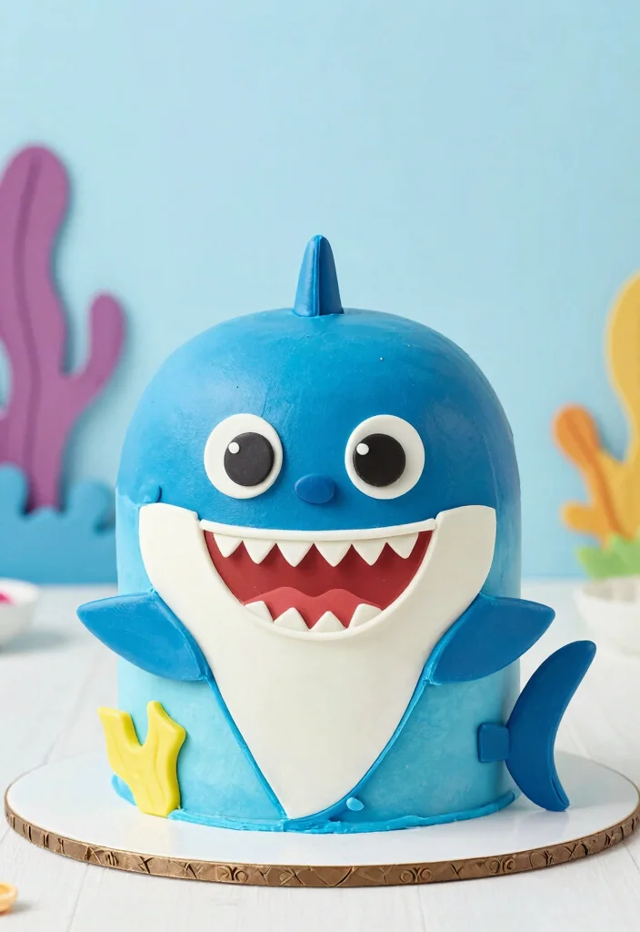 17 Birthday Cake 1 Year Ideas: Cute Smash Ready Designs - 14. Baby Shark Smash Cake 1