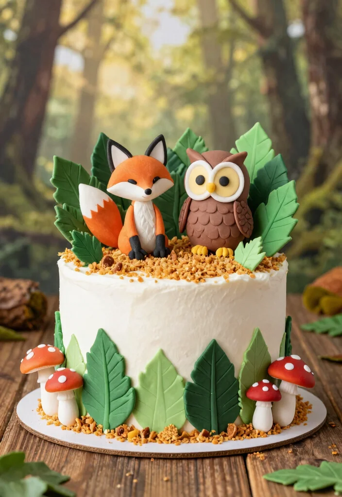 17 Birthday Cake 1 Year Ideas: Cute Smash Ready Designs - 2. Woodland Creatures Smash Cake 1