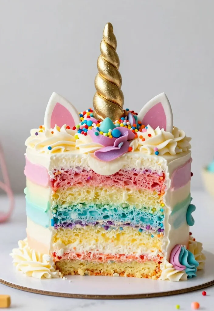 17 Birthday Cake 1 Year Ideas: Cute Smash Ready Designs - 6. Magical Unicorn Smash Cake 1