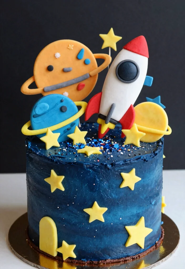 17 Birthday Cake 1 Year Ideas: Cute Smash Ready Designs - 7. Space Adventure Smash Cake 1
