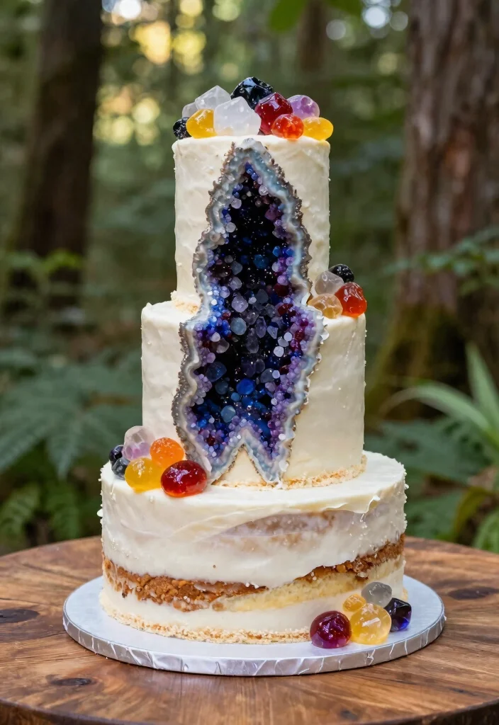 17 Forest Wedding Cake Ideas for Whimsical Natural Romance - 10. Geode Cakes 1