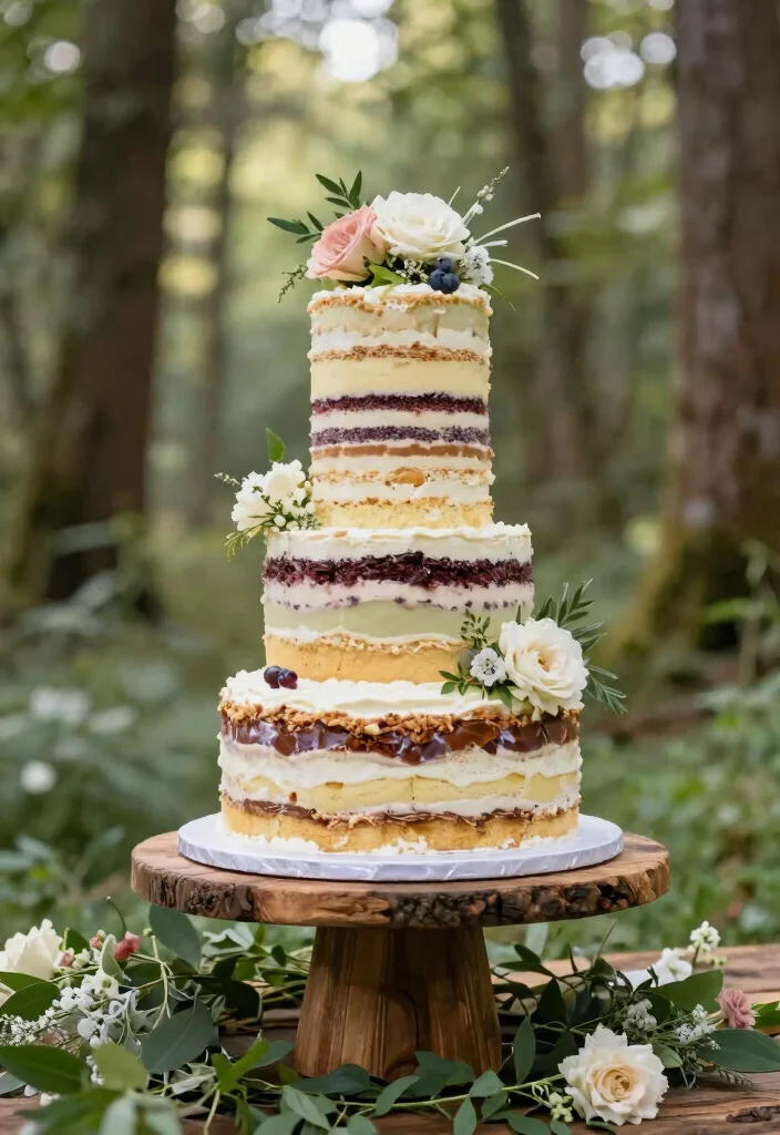 17 Forest Wedding Cake Ideas for Whimsical Natural Romance - 13. Layered with Love 1