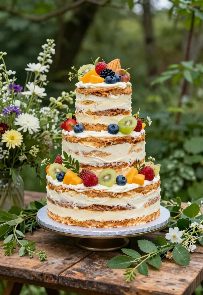 17 Forest Wedding Cake Ideas for Whimsical Natural Romance - 16. Seasonal Ingredients 1