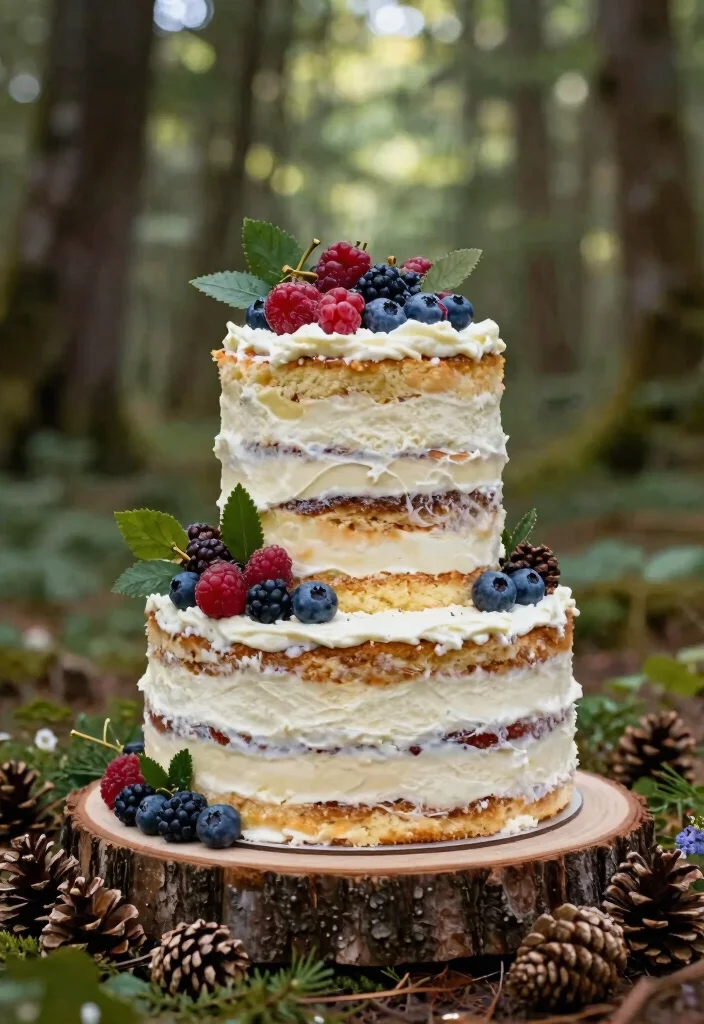 17 Forest Wedding Cake Ideas for Whimsical Natural Romance - 3. Naked Cakes 1