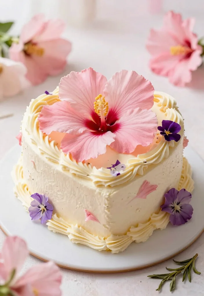 17 Heart Shaped Cake Ideas for a Romantic Sweet Style - 14. Hibiscus Vanilla Heart Cake 1