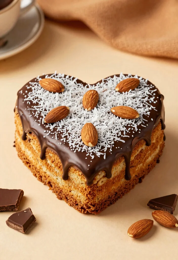 17 Heart Shaped Cake Ideas for a Romantic Sweet Style - 17. Almond Joy Heart Cake 1