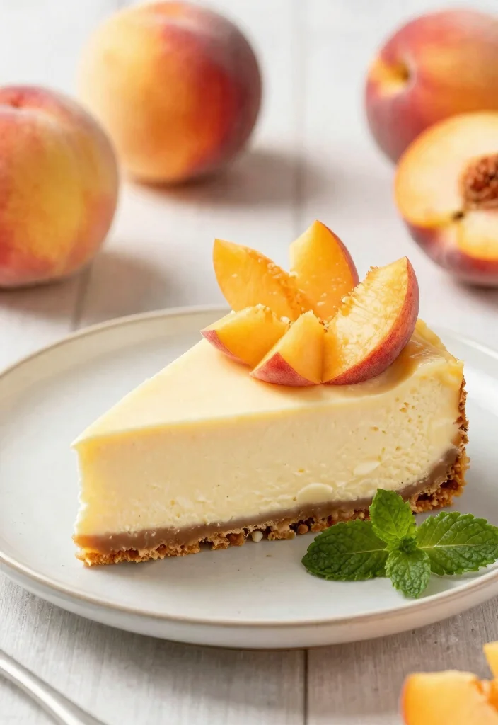 17 New York Cheesecake Recipes: Dense, Creamy Classics - 15. Peaches and Cream Cheesecake 1