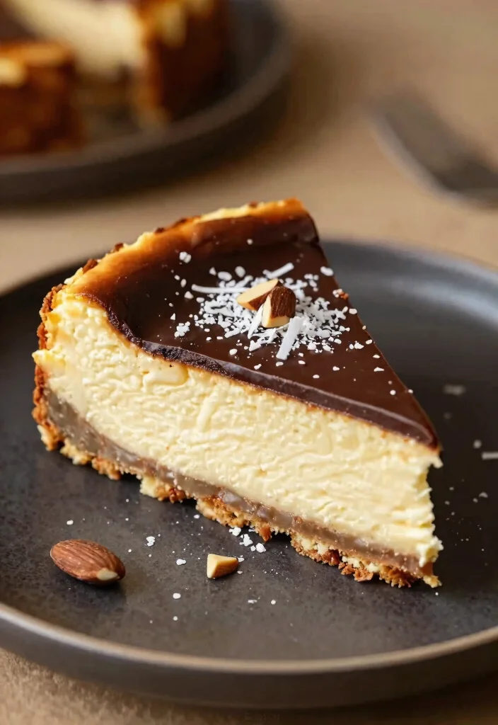 17 San Sebastian Cheesecake Ideas Burnt Basque Style - 13. Almond Joy San Sebastian Cheesecake 1