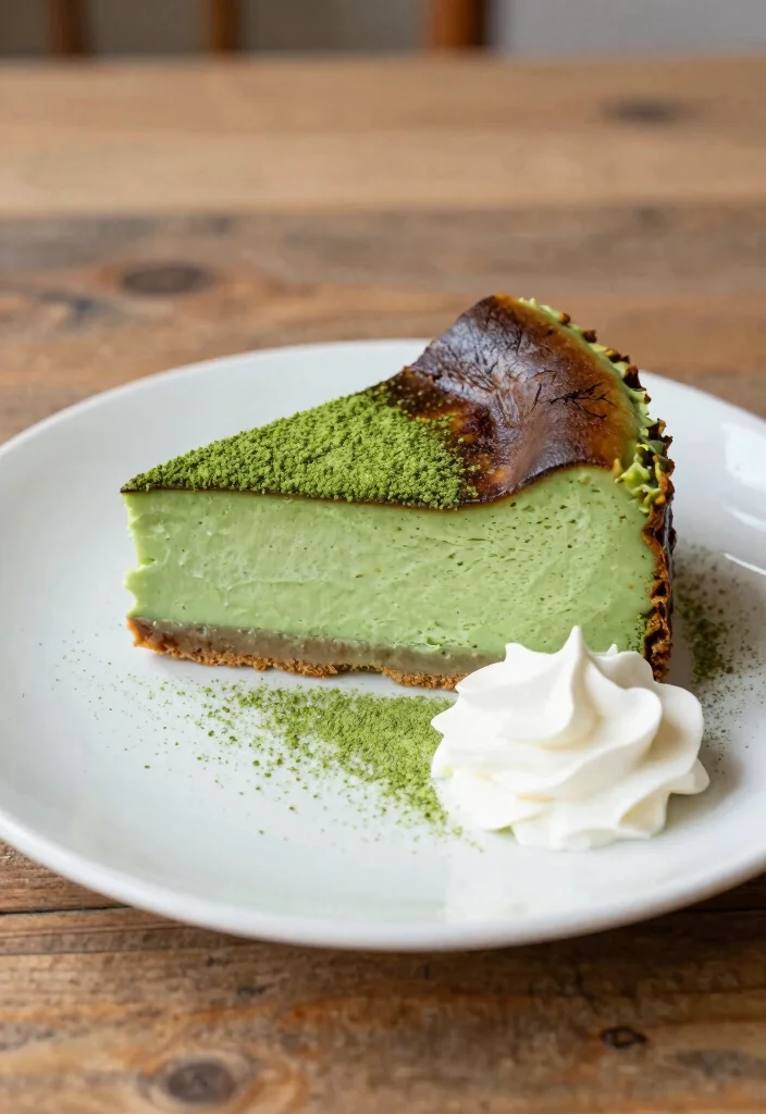17 San Sebastian Cheesecake Ideas Burnt Basque Style - 5. Matcha Green Tea San Sebastian Cheesecake 1