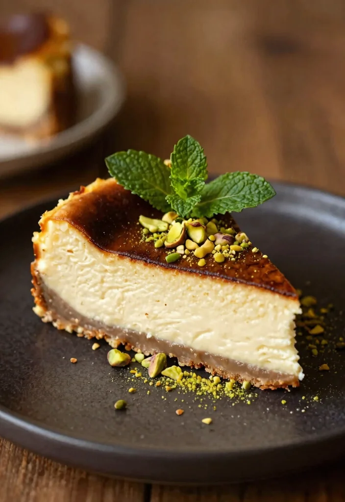 17 San Sebastian Cheesecake Ideas Burnt Basque Style - 9. Pistachio San Sebastian Cheesecake 1