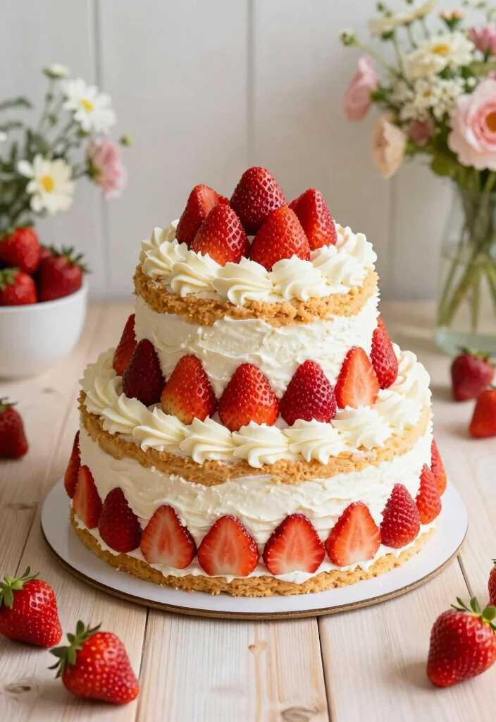 17 Small 2 Tier Wedding Cake Ideas: Intimate Stylish Designs - 10. Strawberry Shortcake Style Cake 1