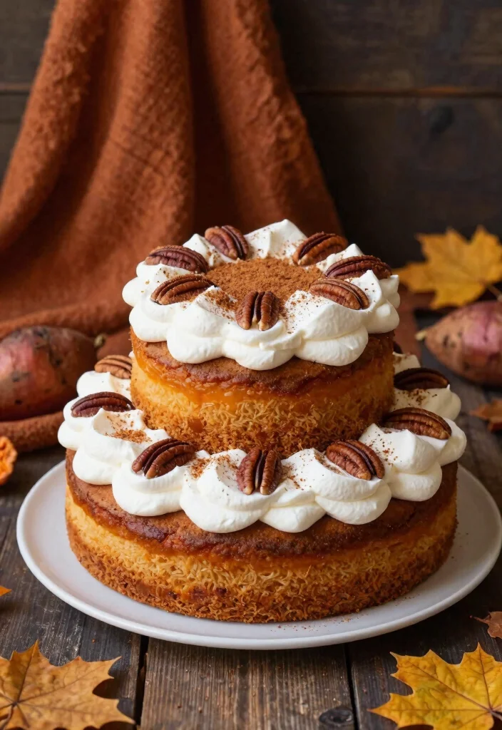 17 Small 2 Tier Wedding Cake Ideas: Intimate Stylish Designs - 13. Sweet Potato Cake with Marshmallow Frosting 1