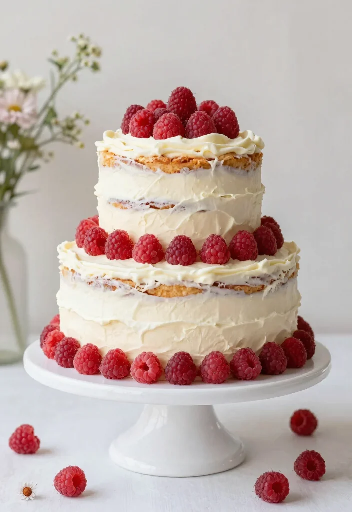 17 Small 2 Tier Wedding Cake Ideas: Intimate Stylish Designs - 14. Raspberry Vanilla Cream Cake 1
