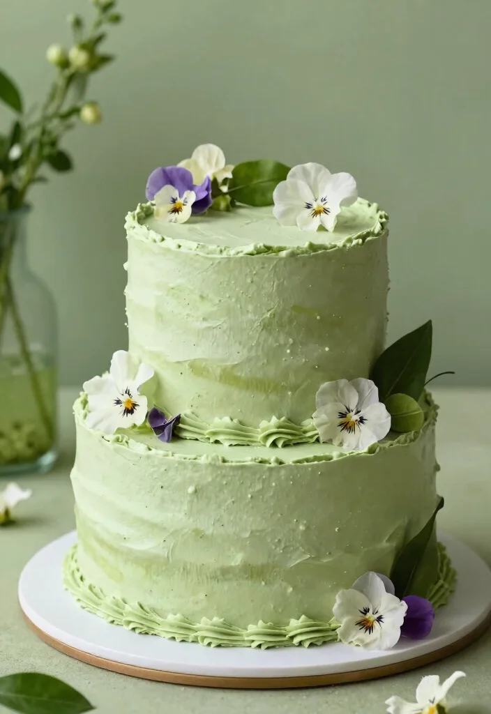 17 Small 2 Tier Wedding Cake Ideas: Intimate Stylish Designs - 16. Matcha Green Tea Cake 1