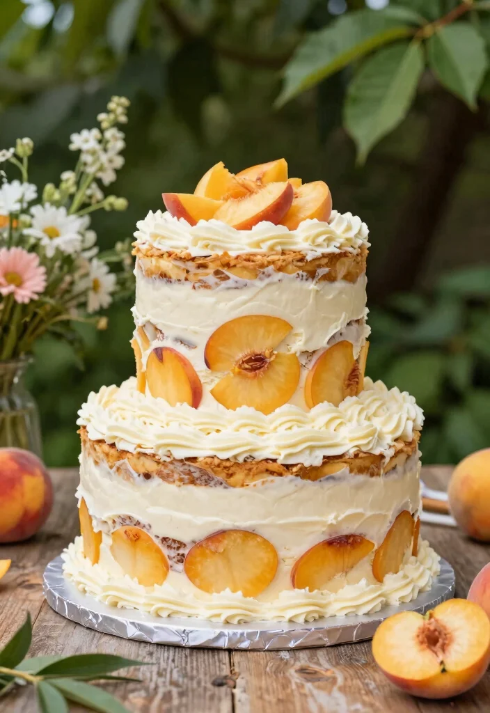 17 Small 2 Tier Wedding Cake Ideas: Intimate Stylish Designs - 17. Peaches and Cream Cake 1