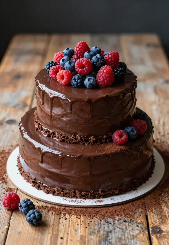17 Small 2 Tier Wedding Cake Ideas: Intimate Stylish Designs - 6. Chocolate Ganache Cake with Fresh Berries 1