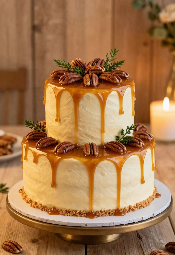 17 Small 2 Tier Wedding Cake Ideas: Intimate Stylish Designs - 8. Maple Syrup Cake with Caramel Drizzle 1