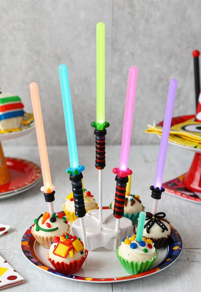 17 Star Wars Birthday Cake Ideas Epic Galactic Designs - 2. Lightsaber Cake Pops 1