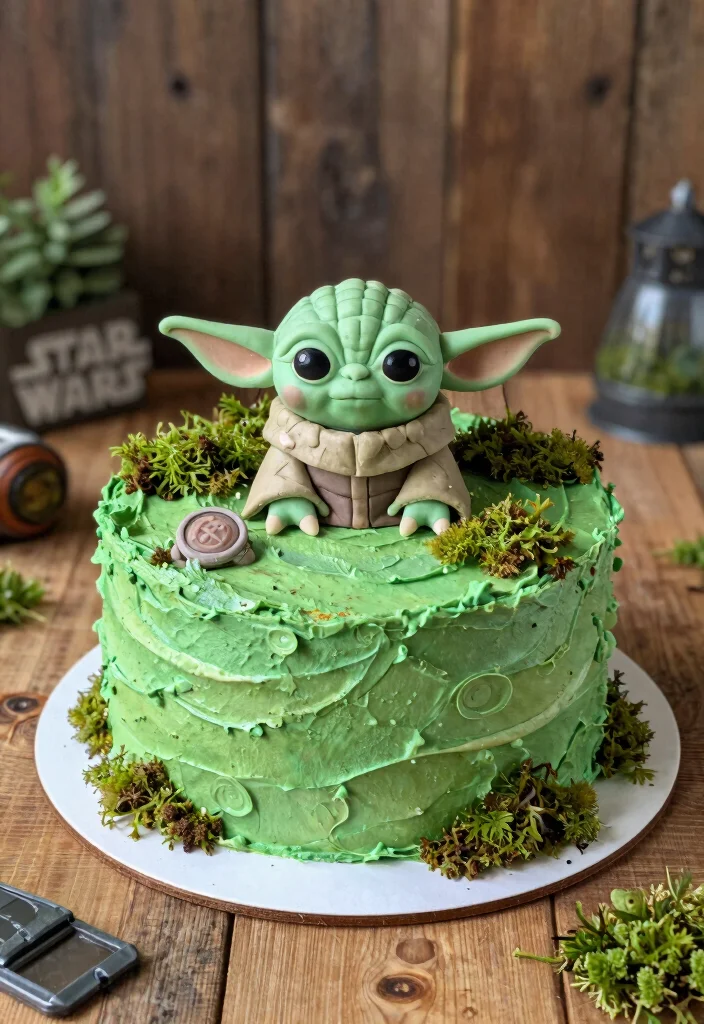 17 Star Wars Birthday Cake Ideas Epic Galactic Designs - 3. Yoda’s Swamp Cake 1