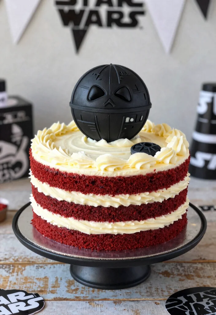 17 Star Wars Birthday Cake Ideas Epic Galactic Designs - 4. Death Star Red Velvet Cake 1