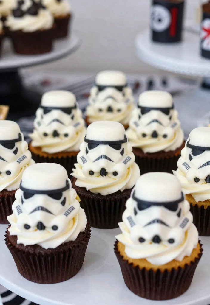 17 Star Wars Birthday Cake Ideas Epic Galactic Designs - 5. Stormtrooper Cupcakes 1