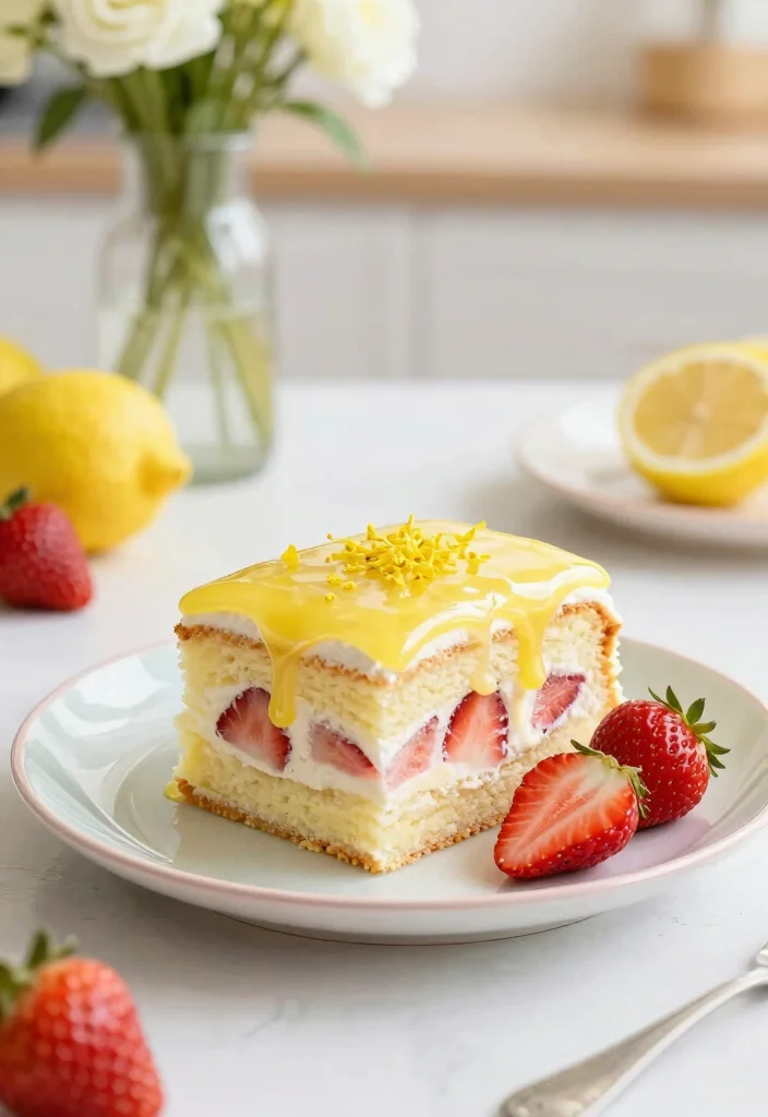 17 Strawberry Sheet Cake Recipe Ideas Easy Crowd Dessert - 4. Lemon Strawberry Sheet Cake 1