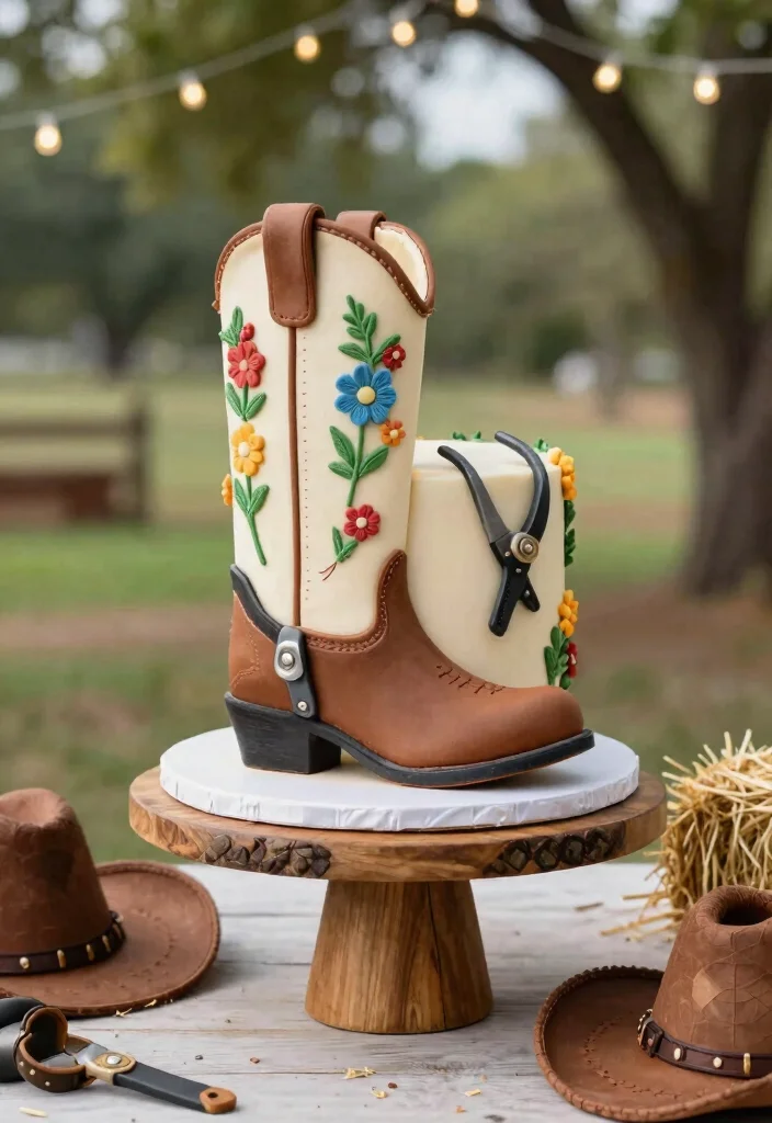 17 Western Smash Cake Ideas for a Rustic Cowboy Theme - 1. Cowboy Boot Smash Cake 1