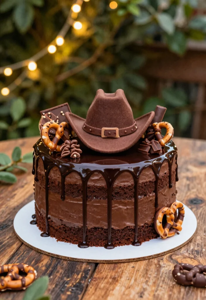 17 Western Smash Cake Ideas for a Rustic Cowboy Theme - 11. Chocolate Drip Smash Cake 1