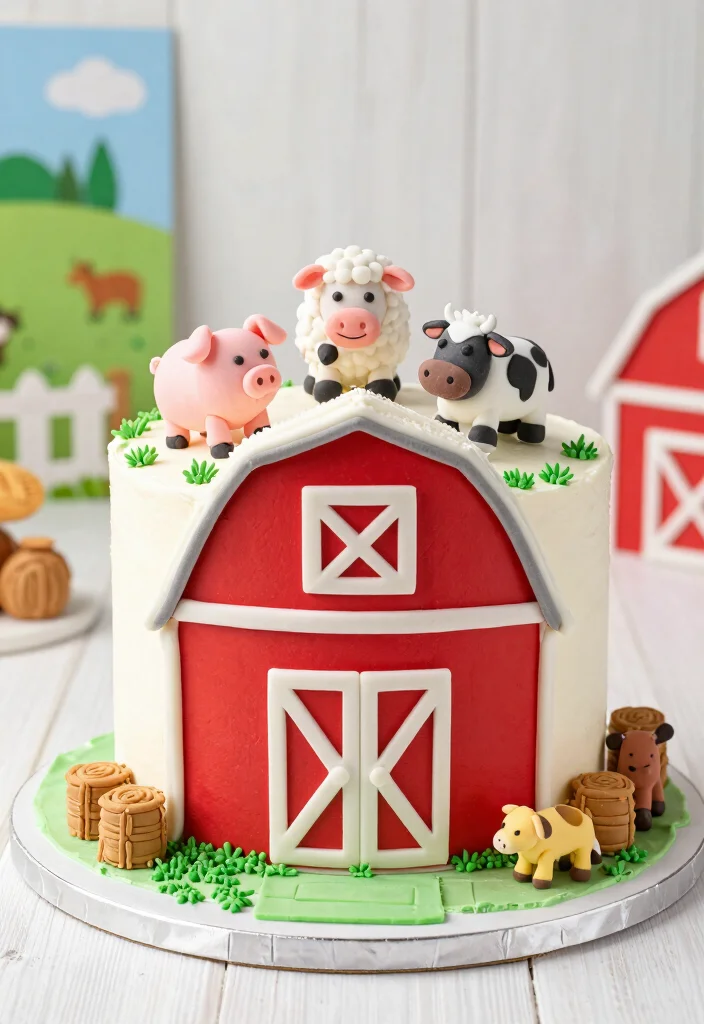 17 Western Smash Cake Ideas for a Rustic Cowboy Theme - 2. Barnyard Animal Smash Cake 1